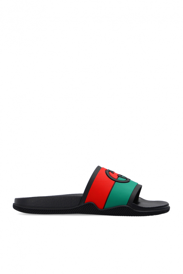 Black and best sale white gucci slides